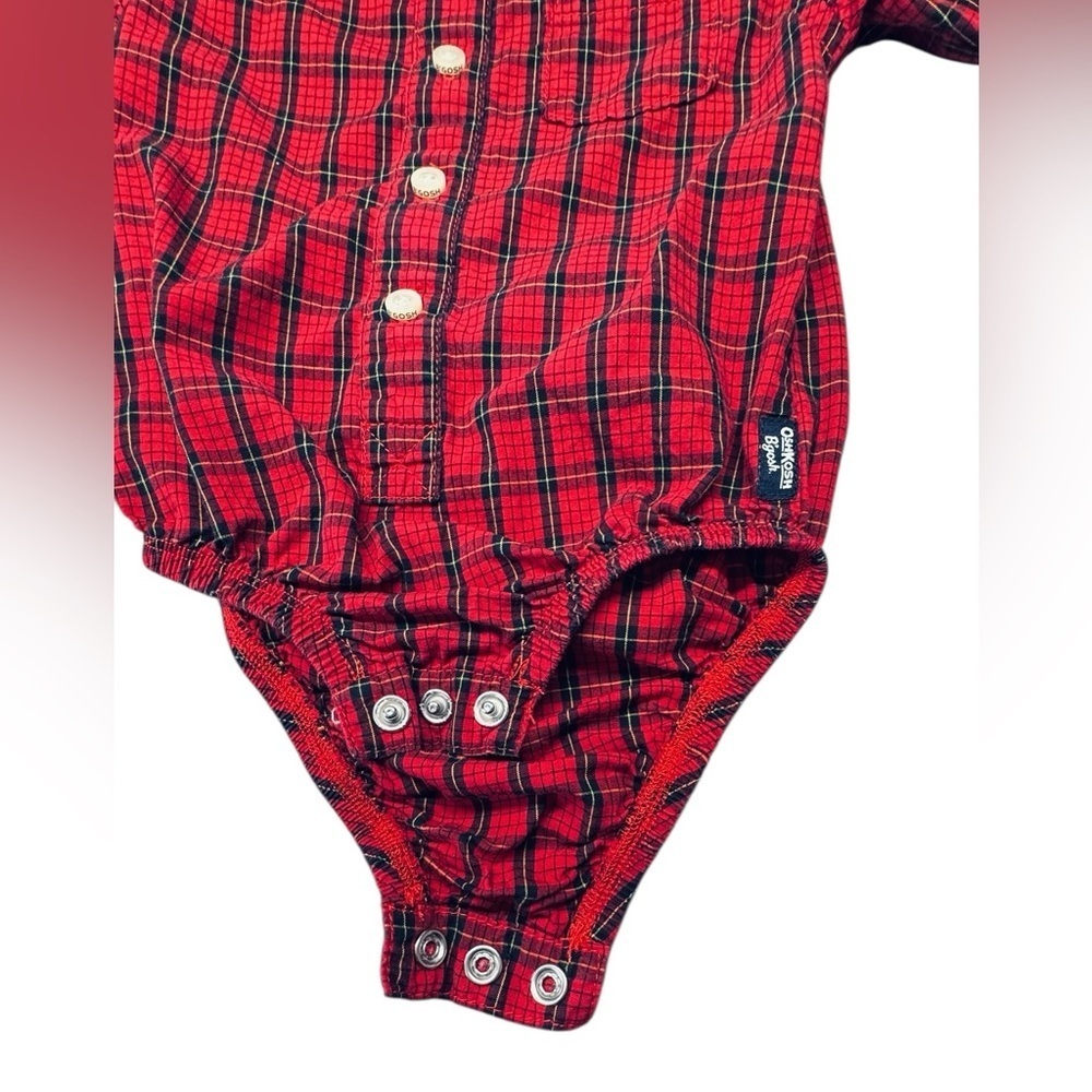 OshKosh B’gosh Plaid Button-Up Bodysuit – Size 9 Months - Picture 3 of 7
